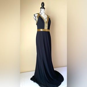 Preloved CACHET Black/Gold Long Gown Sz 10 Org $299